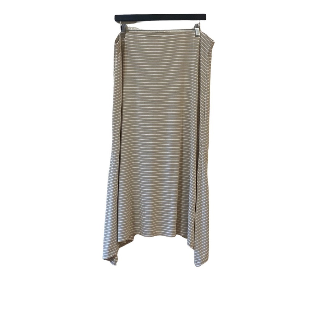 J. Jill Beigeβ & White Stripe Midi Skirt Size L